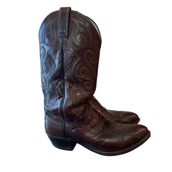 Dan Post Vintage Men’s Cowboy Boots Sz 8.5 EW Ostrich Leather Western Horses main image 7